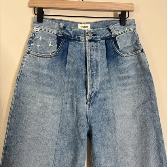 Citizens of Humanity Franca Pleat Front Jeans Spirited Wash High Rise Light Wash - Picture 13 of 14